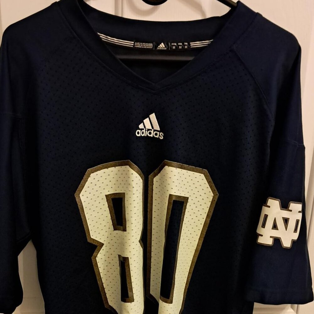 adidas Men’s Navy Blue Notre Dame #80 Football Jersey